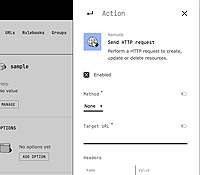Screenshot of editing a command action